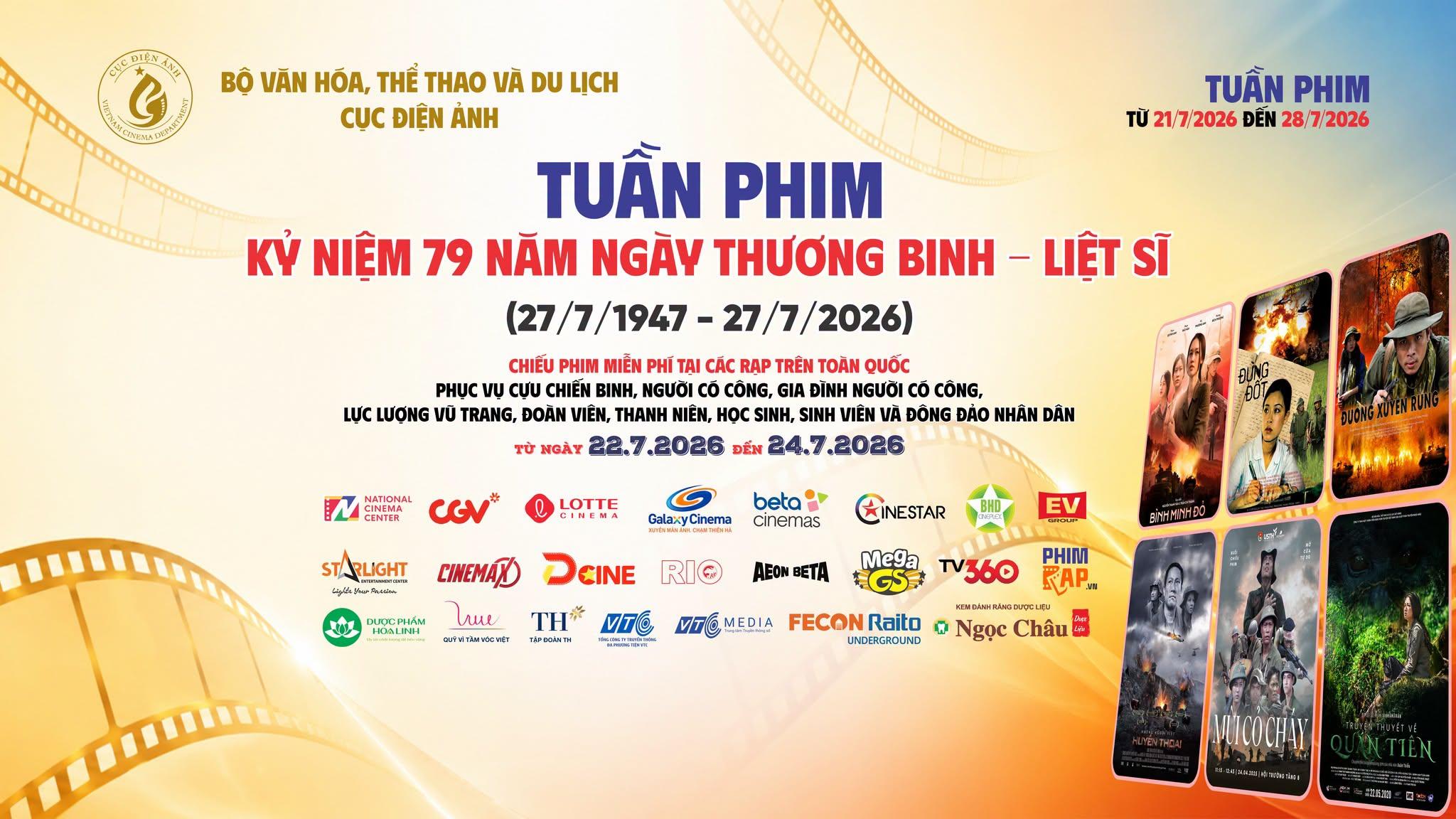 TUẦN PHIM KỶ NIỆM 79 NĂM NGÀY THƯƠNG BINH - LIỆT SĨ (27/7/1947 - 27/7/2026)
