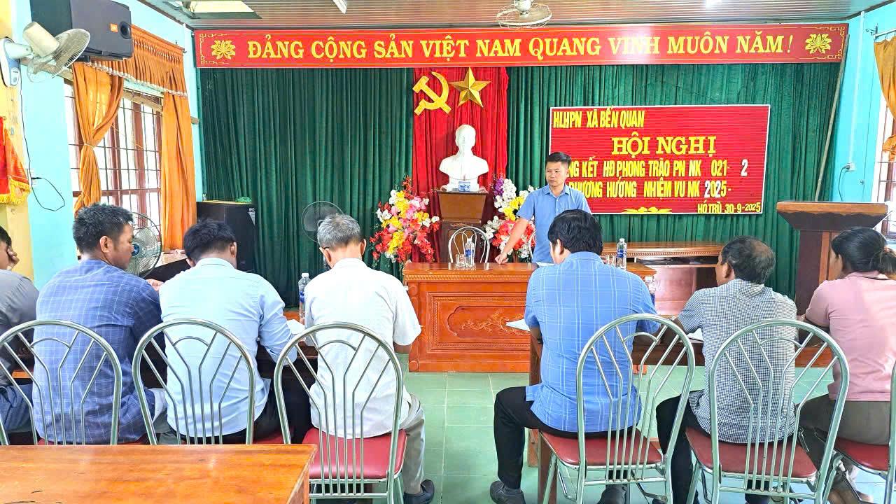 Chiều ngày 02/10/2025 Đồng chí Chủ tịch UBND xã Bến Quan: Nguyễn Thanh Hải đã làm việc với cấp ủy, ban điều hành, ban công tác mặt trận Thôn Khe Hó Trù. 
